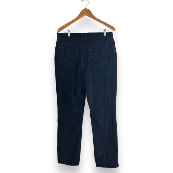 Y2K Gloria Vanderbilt Corduroy Pant Jeans Sz 14 Black Straight Leg High Rise - Picture 2 of 16
